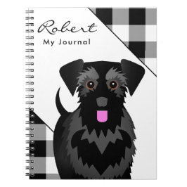 Black Miniature of Standard Schnauzer Tartan Pset Notitieboek