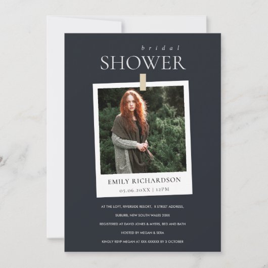 BLACK MINIMAAL AANGEPASTE FOTO-VRIJGEZELLENFEEST I BEDANKKAART (Voorkant)