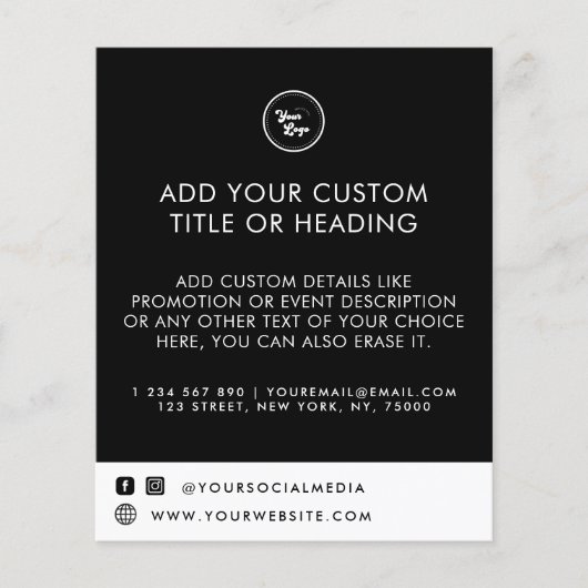 Black Minimal Custom Business Logo Social Media Flyer (Voorkant)