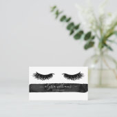Black Minimal Elegant Lash Services Visitekaartje (Staand voorkant)
