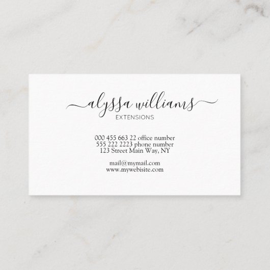 Black Minimal Elegant Lash Services Visitekaartje (Achterkant)