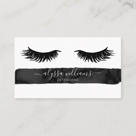 Black Minimal Elegant Lash Services Visitekaartje (Voorkant)