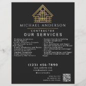Black Minimal Home Building Construction QR Code Flyer (Voorkant)