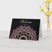 Black Minimal Mandala welkomstwoord Kaart (Gele Bloem)