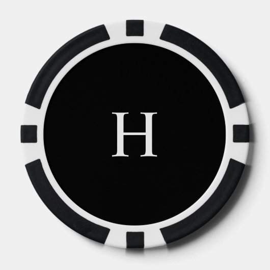 Black Minimal Modern Elegant Monogram Poker Chips (Voorkant)