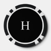 Black Minimal Modern Elegant Monogram Poker Chips (Achterkant)