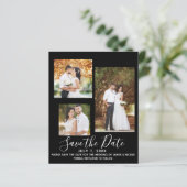 Black Minimal Modern Wedding Photo Save the Date (Staand voorkant)