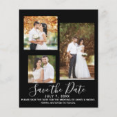 Black Minimal Modern Wedding Photo Save the Date (Voorkant)