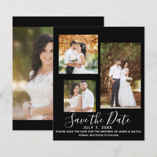 Black Minimal Modern Wedding Photo Save the Date