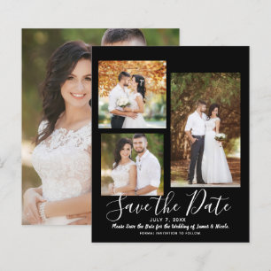 Black Minimal Modern Wedding Photo Save the Date