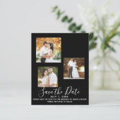 Black Minimal Modern Wedding Photo Save the Date (Staand voorkant)