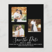 Black Minimal Modern Wedding Photo Save the Date (Voorkant)