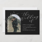 Black Minimal Photo Wedding Kaart (Voorkant)