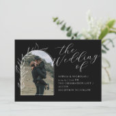 Black Minimal Photo Wedding Kaart (Staand voorkant)