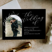 Black Minimal Photo Wedding Kaart
