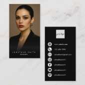 Black Minimal Photographer Elegant Business Card Visitekaartje (Voorkant / Achterkant)
