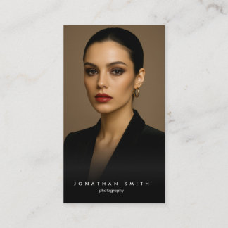 Black Minimal Photographer Elegant Business Card Visitekaartje