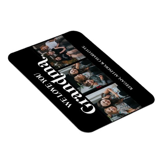 Black Minimal Retro We houden van u, oma 3 Afbeeld Magneet (Rechterzijde)