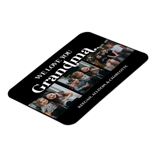 Black Minimal Retro We houden van u, oma 3 Afbeeld Magneet (Linkerzijde)