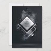 Black Minimal Smoky Geometric Wedding Invitation Kaart (Voorkant)