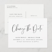 Black Minimal Verander de Datum Aankondigingen Aankondigingskaart (Voorkant / Achterkant)