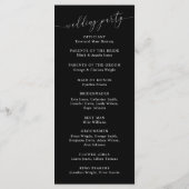 Black Minimal Wedding Ceremony Program Programmakaart (Achterkant)