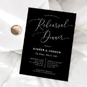 Black Minimal Wedding Rehearsal Dinner Kaart