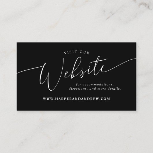 Black Minimal Wedding Website Informatiekaartje (Voorkant)