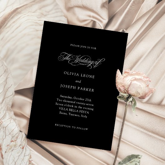 Black | Minimale Italiaanse Elegantie bruiloft Kaart