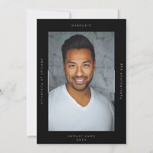 Black Minimalism Portret Photo College University Aankondiging (Voorkant)