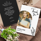 Black Minimalist 1 Photo Afstuderen Heart Love Bedankkaart