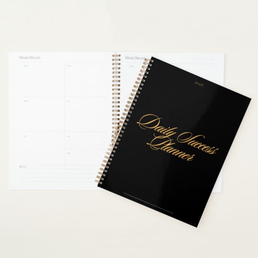 Black Minimalist 2026 Maandelijks & Wekelijks Plan Planner (Display)