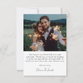 Black minimalist 4 Photo Wedding Bedankkaart (Achterkant)