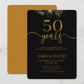Black Minimalist 50ste huwelijksverjaardag Kaart (Voorkant / Achterkant)