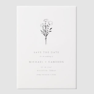 Black Minimalist Botanical Bewaar de datum Vellum Uitnodigingen