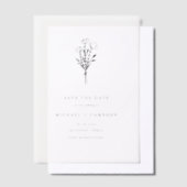 Black Minimalist Botanical Bewaar de datum Vellum Uitnodigingen (Offset)