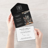 Black Minimalist Business Invitation All In One Uitnodiging (Afscheurbaar)