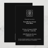 Black Minimalist Business Invitation Kaart (Voorkant / Achterkant)