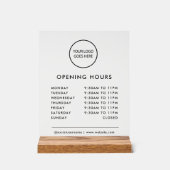 Black Minimalist Business Logo openingstijden Acryl Bord (Voorkant)