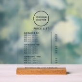 Black Minimalist Business Logo prijslijst Acryl Bord (Neutraal)