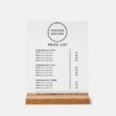 Black Minimalist Business Logo prijslijst Acryl Bord (Voorkant)