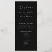 Black minimalist Dainty Script Wedding Ceremonony Programmakaart (Voorkant)