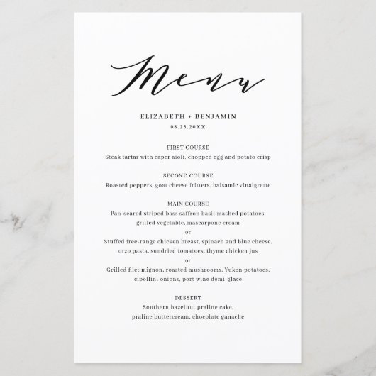 Black Minimalist Dainty Script Weduwemkaart (Voorkant)
