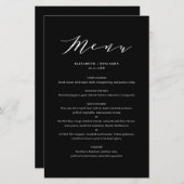 Black Minimalist Dainty Script Weduwemkaart (Voorkant / Achterkant)