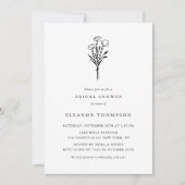 Black Minimalist Floral Bouquet-Vrijgezellenfeest Kaart (Voorkant)