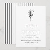 Black Minimalist Floral Bouquet-Vrijgezellenfeest Kaart (Voorkant / Achterkant)