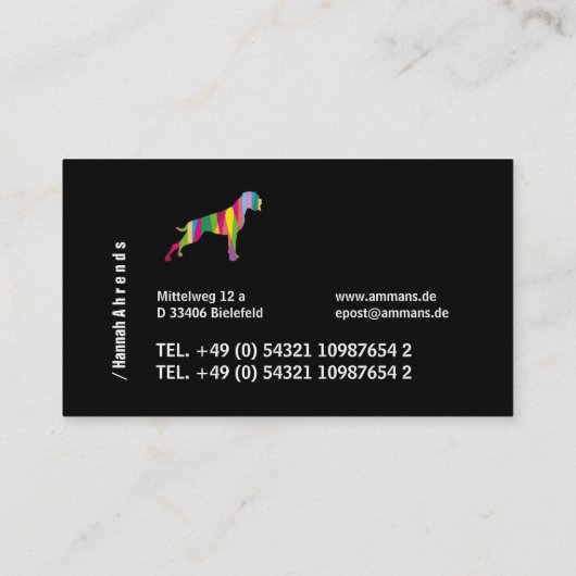 Black minimalist German Boxer Silhouette  Visitekaartje (Achterkant)