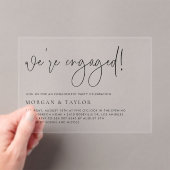 Black Minimalist Handwriting Engagement Party Acryl Uitnodigingen (Insitu (Draagbaar))