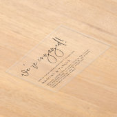 Black Minimalist Handwriting Engagement Party Acryl Uitnodigingen (Laagn)