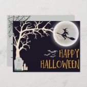 Black Minimalist Happy Halloween Briefkaart (Voorkant / Achterkant)